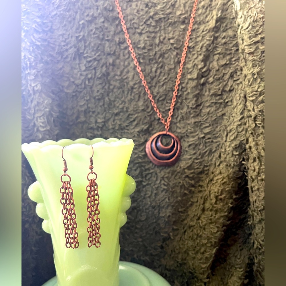 Elegant Copper Necklace and Earring Set